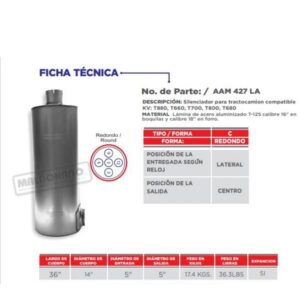 SILENCIADOR DE 36" X 14" X 5" LC